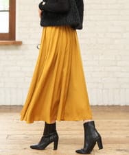 FKLAG09160 MK MICHEL KLEIN(MK ミッシェルクラン) [洗える]起毛サテンガウチョパンツ マスタード