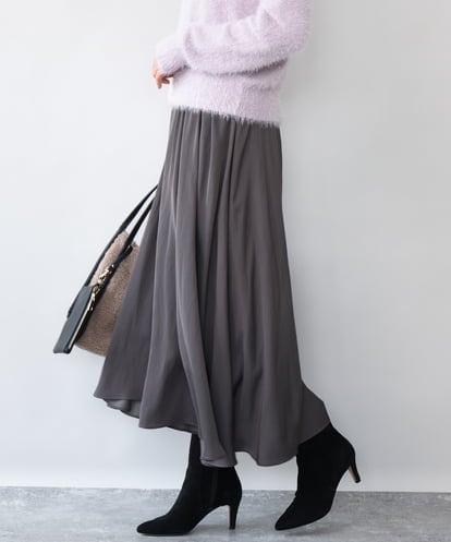 FKLAG09160 MK MICHEL KLEIN [洗える]起毛サテンガウチョパンツ