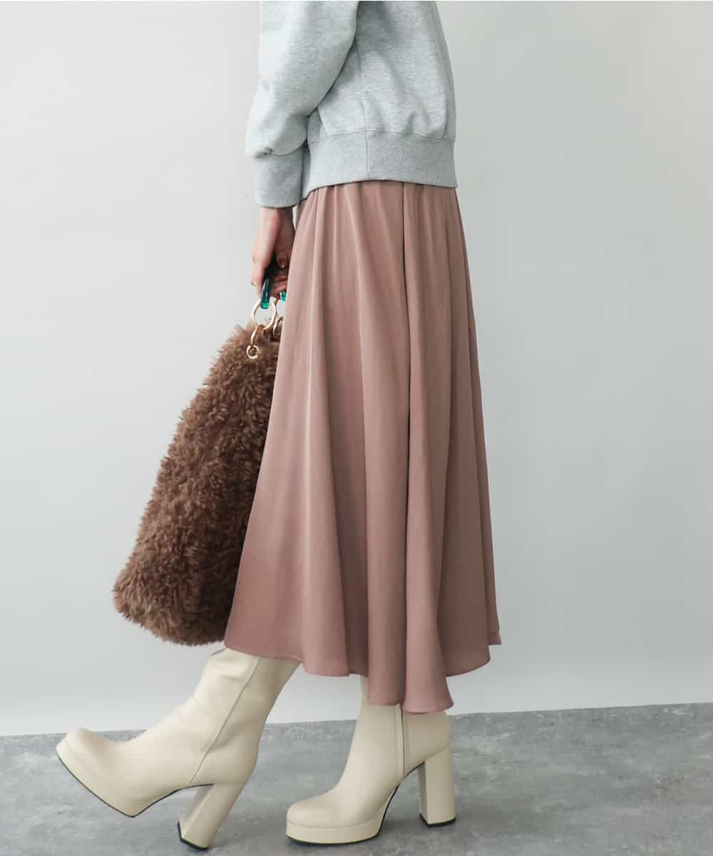 FKLAG09160 MK MICHEL KLEIN(MK ミッシェルクラン) [洗える]起毛サテンガウチョパンツ ピンク