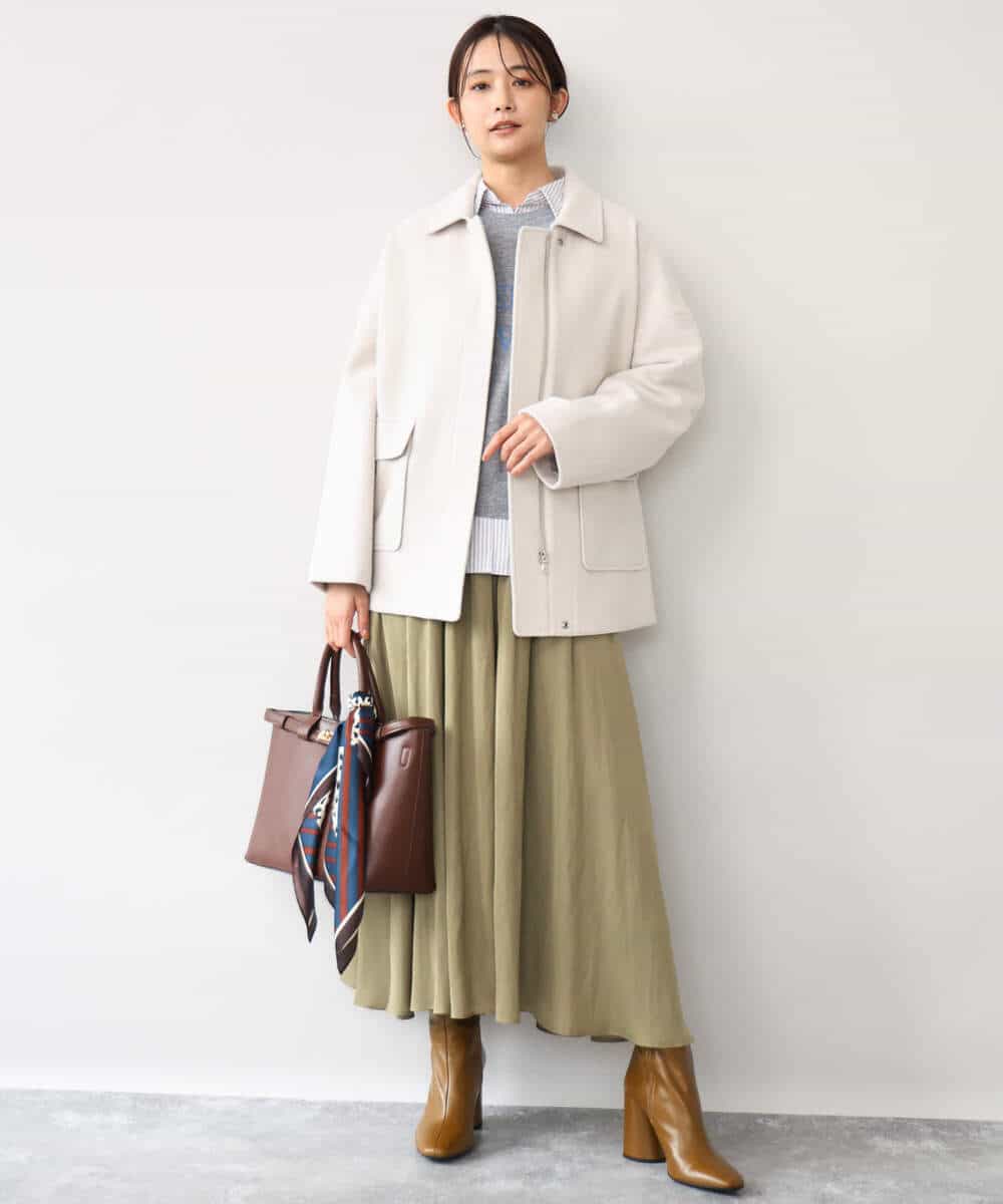 FKLAG09160 MK MICHEL KLEIN(MK ミッシェルクラン) [洗える]起毛サテンガウチョパンツ ネイビー