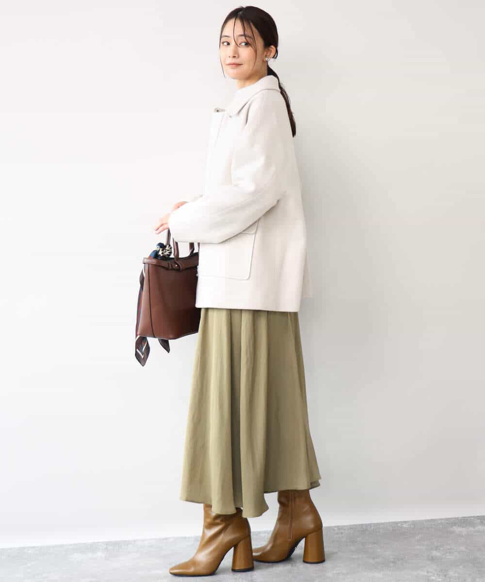 FKLAG09160 MK MICHEL KLEIN(MK ミッシェルクラン) [洗える]起毛サテンガウチョパンツ ネイビー