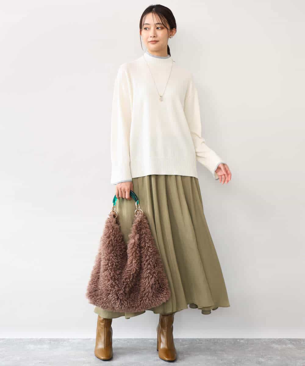 FKLAG09160 MK MICHEL KLEIN(MK ミッシェルクラン) [洗える]起毛サテンガウチョパンツ ネイビー