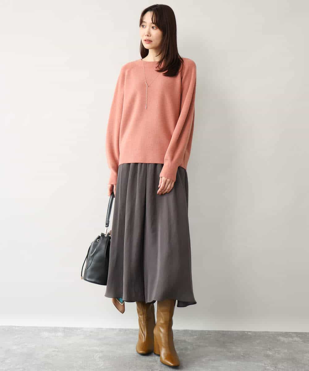 FKLAG09160 MK MICHEL KLEIN(MK ミッシェルクラン) [洗える]起毛サテンガウチョパンツ ネイビー