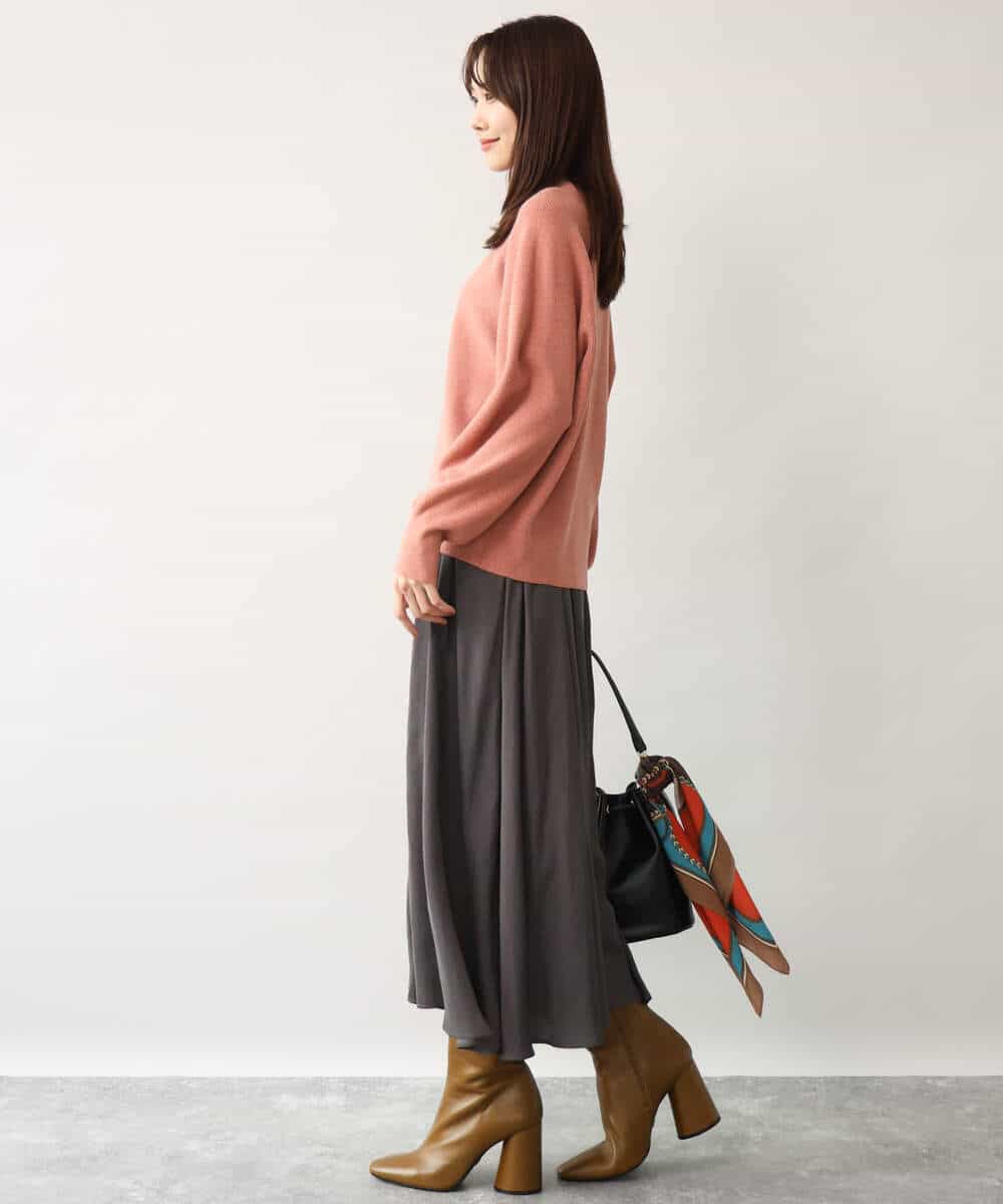 FKLAG09160 MK MICHEL KLEIN(MK ミッシェルクラン) [洗える]起毛サテンガウチョパンツ ネイビー