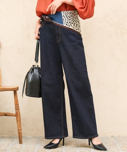 FKLAG41170 MK MICHEL KLEIN [洗える]11ozデニム ワイドストレートパンツ