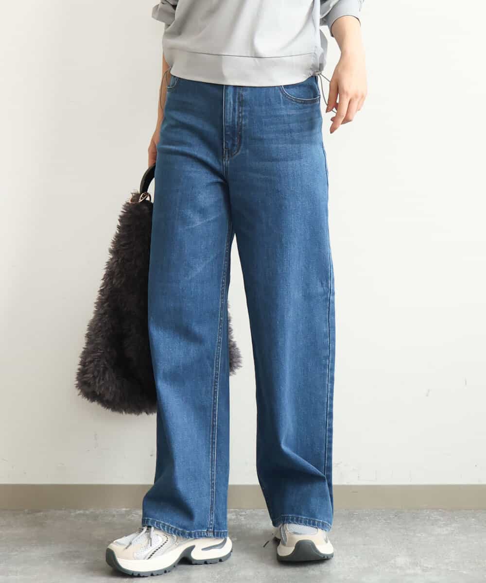 FKLAG41170 MK MICHEL KLEIN(MK ミッシェルクラン) [洗える]11ozデニム ワイドストレートパンツ ブルー