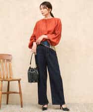 FKLAG41170 MK MICHEL KLEIN(MK ミッシェルクラン) [洗える]11ozデニム ワイドストレートパンツ ブルー