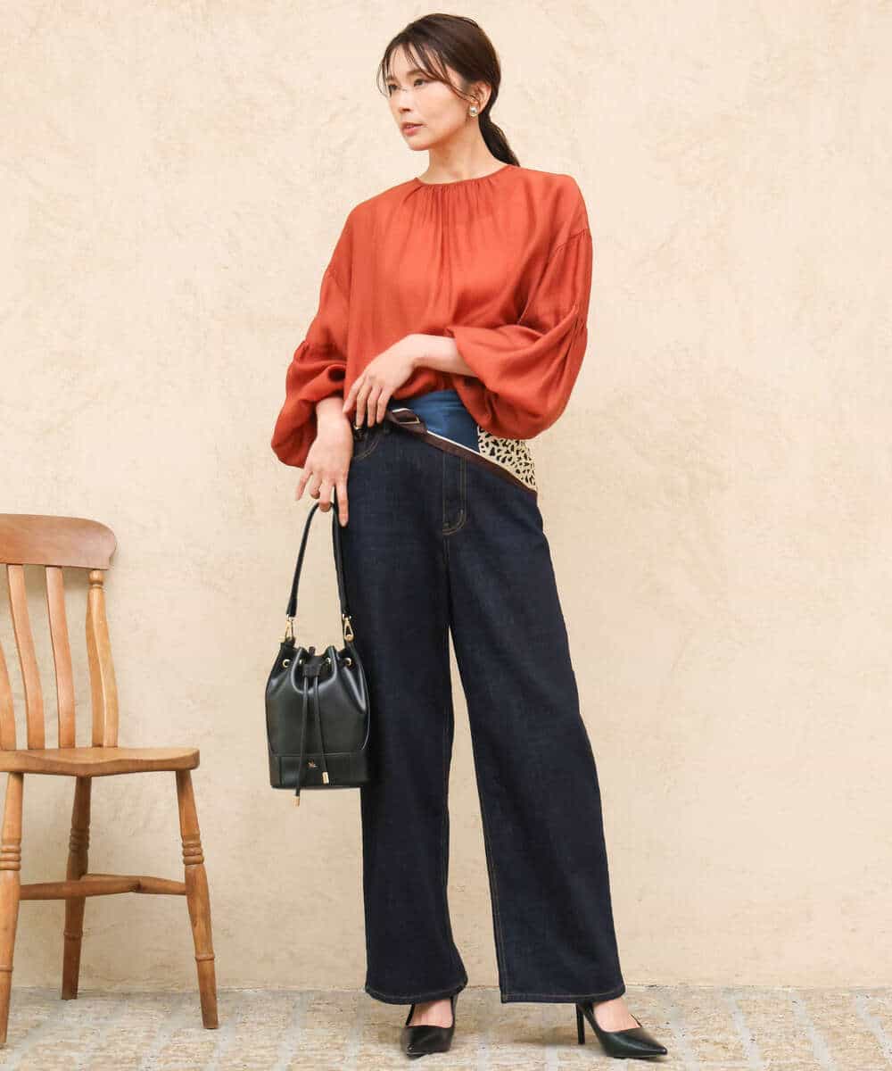 FKLAG41170 MK MICHEL KLEIN(MK ミッシェルクラン) [洗える]11ozデニム ワイドストレートパンツ ブルー