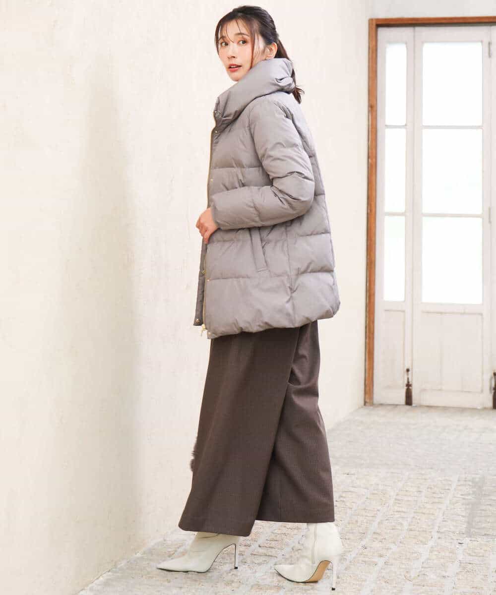 FKLAG51170 MK MICHEL KLEIN(MK ミッシェルクラン) [裏起毛/洗える]千鳥柄ガウチョパンツ グレー