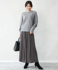 FKLAG52170 MK MICHEL KLEIN(MK ミッシェルクラン) [洗える]起毛サテンワイドパンツ マスタード