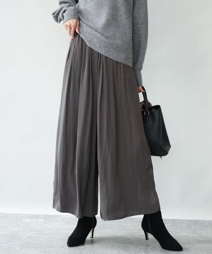 FKLAG52170 MK MICHEL KLEIN [洗える]起毛サテンワイドパンツ