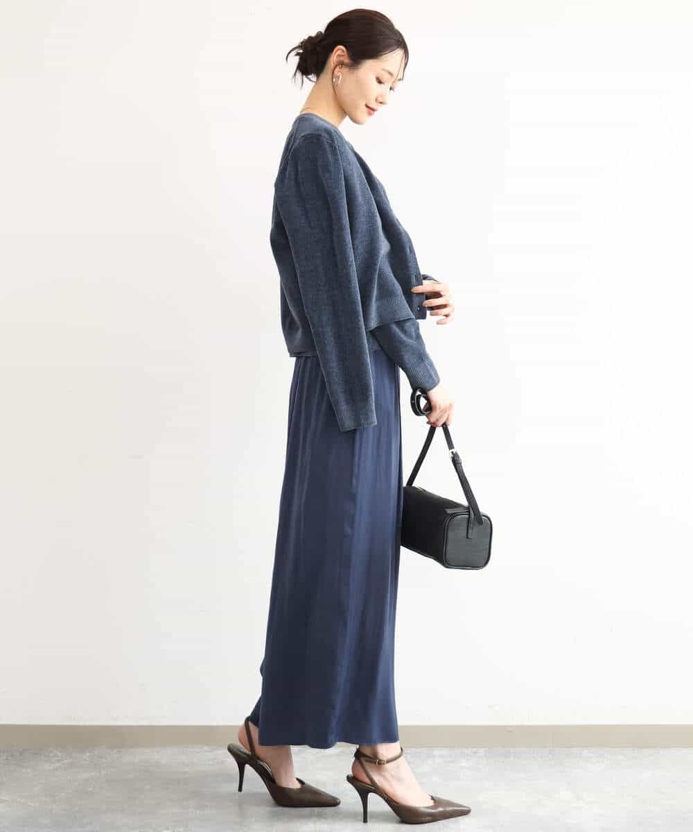 FKLAG52170 MK MICHEL KLEIN(MK ミッシェルクラン) [洗える]起毛サテンワイドパンツ マスタード