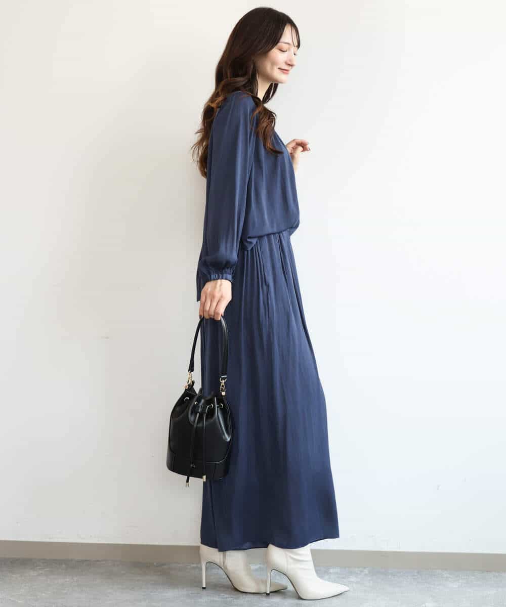 FKLAG52170 MK MICHEL KLEIN(MK ミッシェルクラン) [洗える]起毛サテンワイドパンツ マスタード