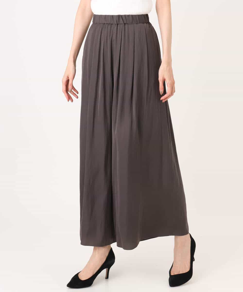 FKLAG52170 MK MICHEL KLEIN(MK ミッシェルクラン) [洗える]起毛サテンワイドパンツ マスタード