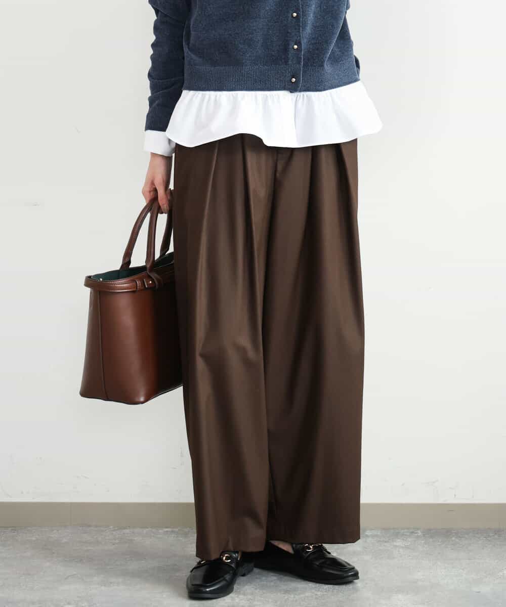 FKLAG53170 MK MICHEL KLEIN(MK ミッシェルクラン) [洗える]バレル風シルエット梳毛パンツ ブラウン