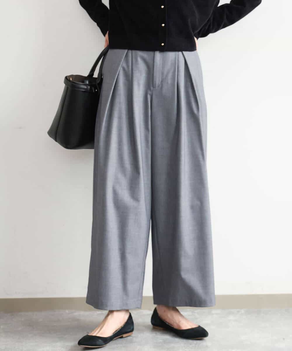 FKLAG53170 MK MICHEL KLEIN(MK ミッシェルクラン) [洗える]バレル風シルエット梳毛パンツ ダークグレー