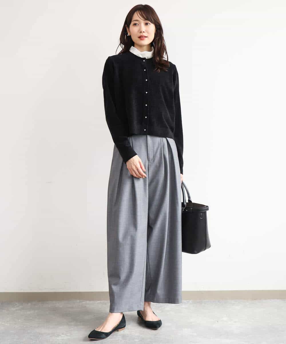 FKLAG53170 MK MICHEL KLEIN(MK ミッシェルクラン) [洗える]バレル風シルエット梳毛パンツ ダークグレー