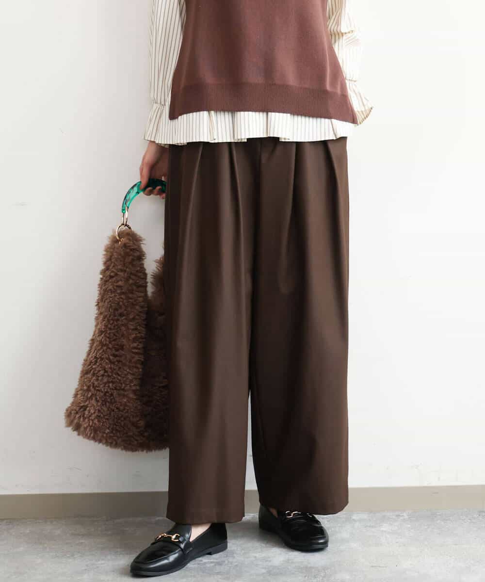 FKLAG53170 MK MICHEL KLEIN(MK ミッシェルクラン) [洗える]バレル風シルエット梳毛パンツ ダークグレー