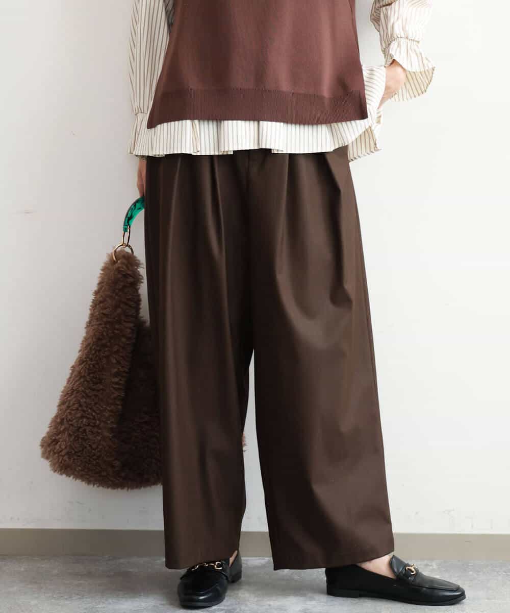 FKLAG53170 MK MICHEL KLEIN(MK ミッシェルクラン) [洗える]バレル風シルエット梳毛パンツ ダークグレー
