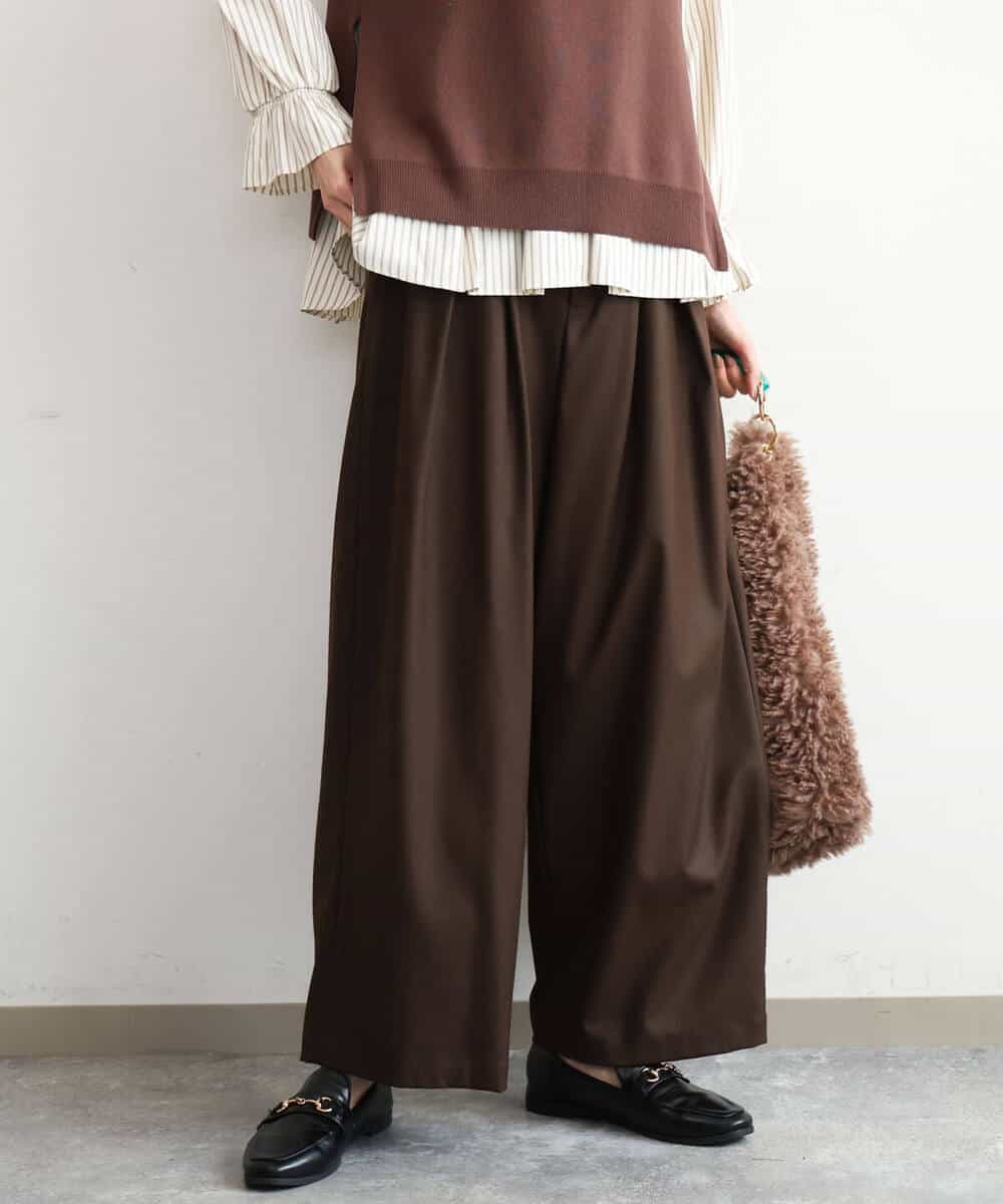 FKLAG53170 MK MICHEL KLEIN(MK ミッシェルクラン) [洗える]バレル風シルエット梳毛パンツ ダークグレー