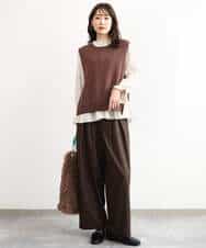 FKLAG53170 MK MICHEL KLEIN(MK ミッシェルクラン) [洗える]バレル風シルエット梳毛パンツ ダークグレー