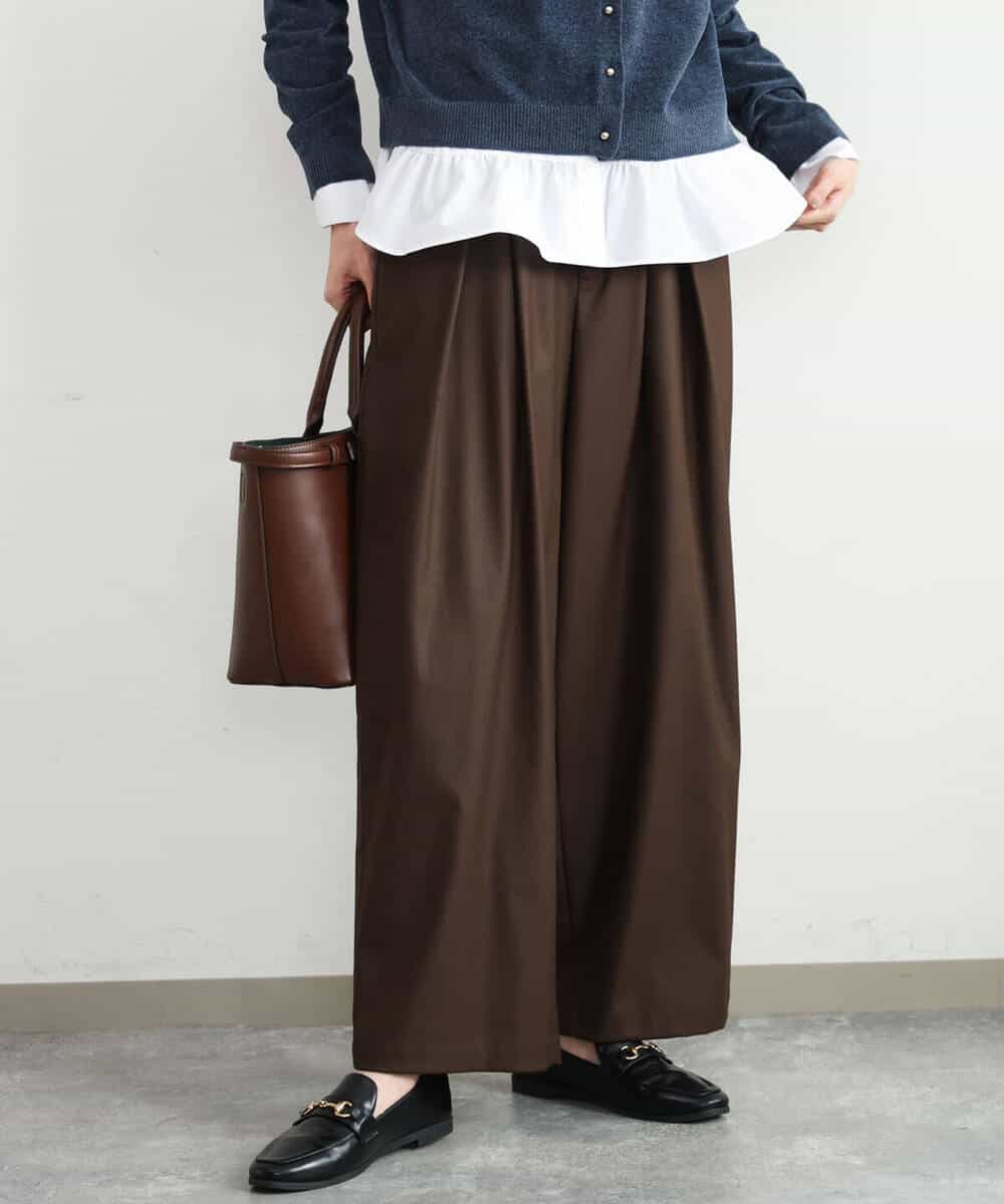 FKLAG53170 MK MICHEL KLEIN(MK ミッシェルクラン) [洗える]バレル風シルエット梳毛パンツ ダークグレー