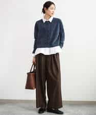 FKLAG53170 MK MICHEL KLEIN(MK ミッシェルクラン) [洗える]バレル風シルエット梳毛パンツ ダークグレー