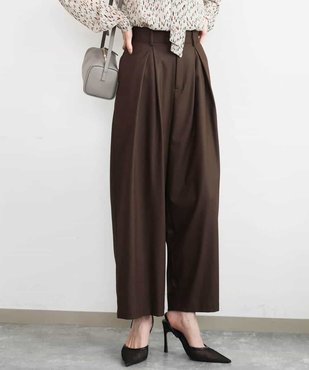 FKLAG53170 MK MICHEL KLEIN(MK ミッシェルクラン) [洗える]バレル風シルエット梳毛パンツ ダークグレー