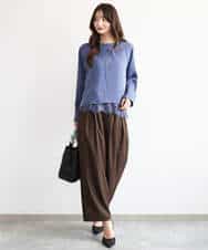 FKLAG53170 MK MICHEL KLEIN(MK ミッシェルクラン) [洗える]バレル風シルエット梳毛パンツ ダークグレー