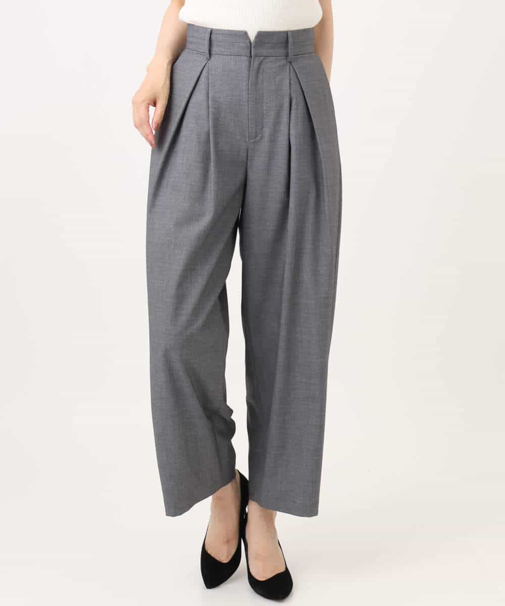 FKLAG53170 MK MICHEL KLEIN(MK ミッシェルクラン) [洗える]バレル風シルエット梳毛パンツ ダークグレー