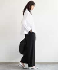 FKLAG62160 MK MICHEL KLEIN(MK ミッシェルクラン) [洗える]裏起毛ワイドストレートプルオンパンツ（無地） グレー