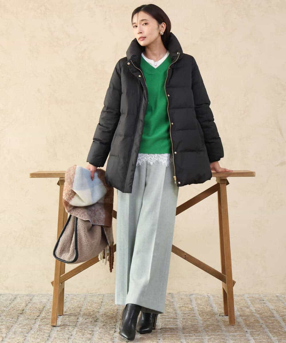 FKLAG64180 MK MICHEL KLEIN(MK ミッシェルクラン) [洗える]ツイードストレートワイドパンツ グレー
