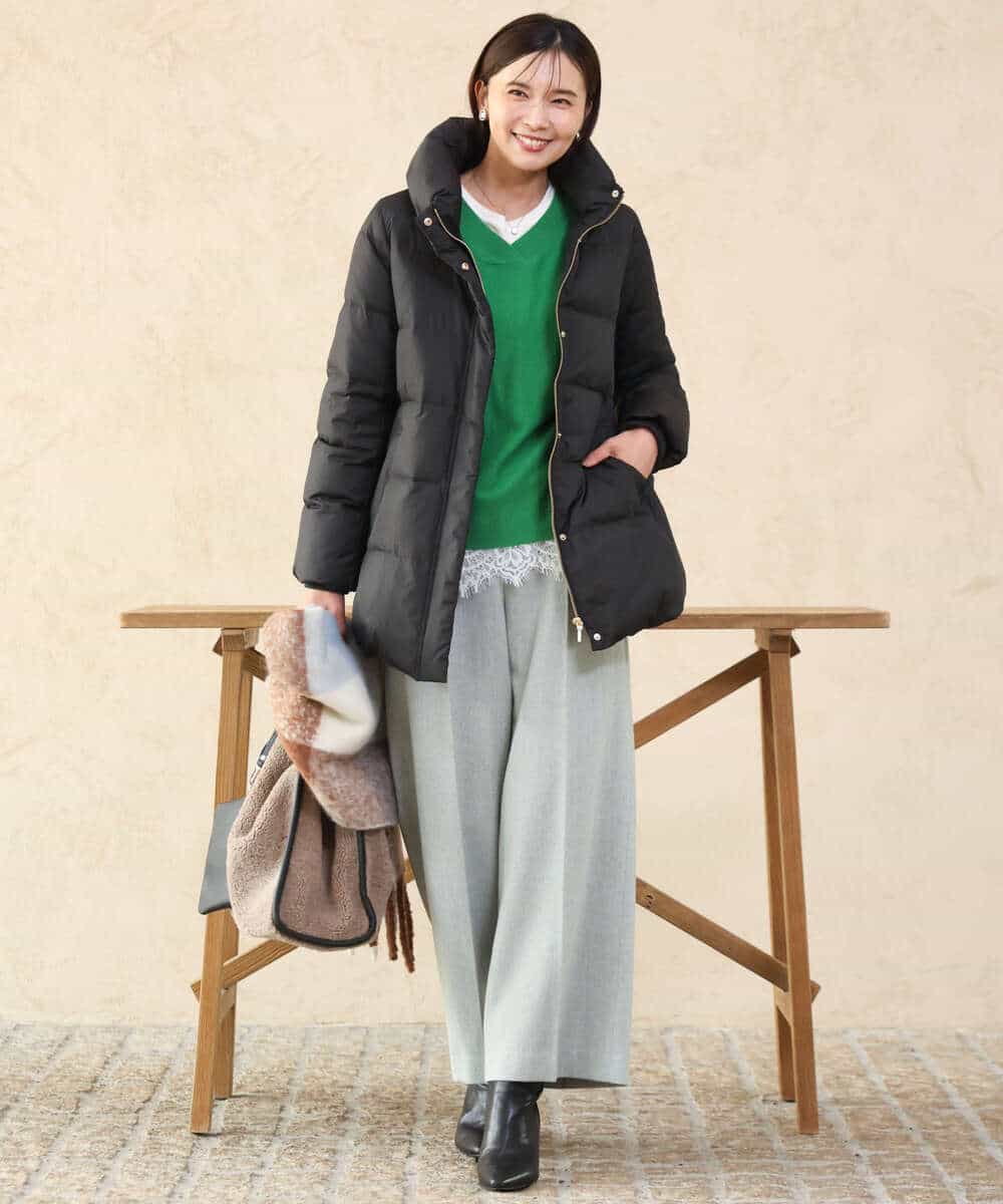 FKLAG64180 MK MICHEL KLEIN(MK ミッシェルクラン) [洗える]ツイードストレートワイドパンツ グレー