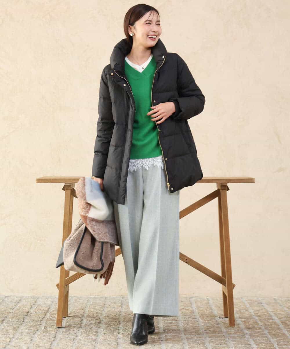 FKLAG64180 MK MICHEL KLEIN(MK ミッシェルクラン) [洗える]ツイードストレートワイドパンツ グレー