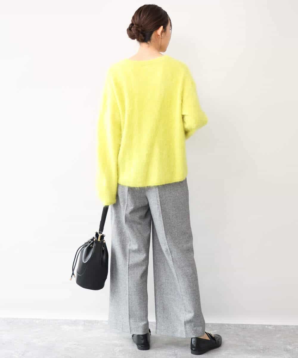 FKLAG64180 MK MICHEL KLEIN(MK ミッシェルクラン) [洗える]ツイードストレートワイドパンツ グレー