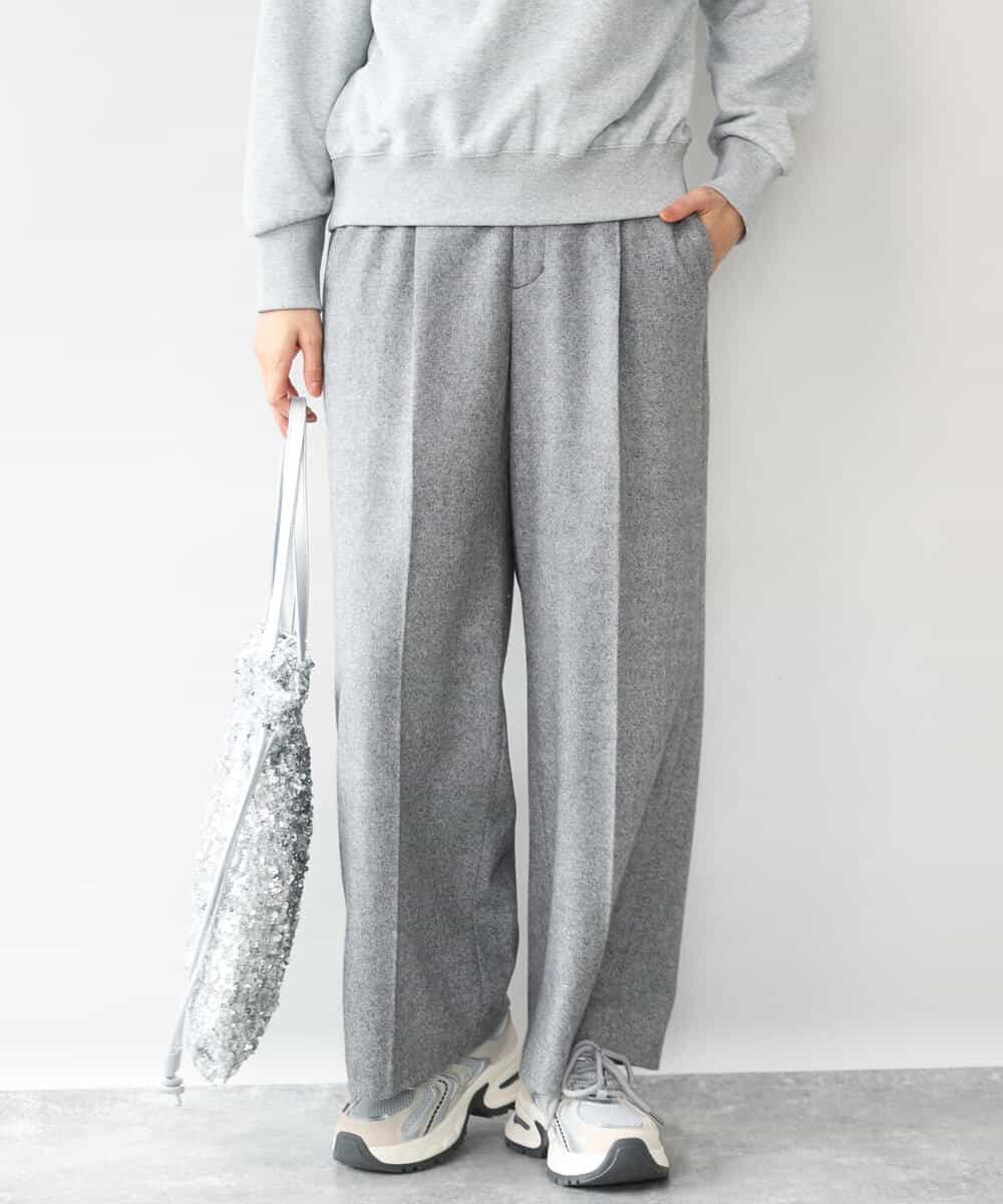 FKLAG64180 MK MICHEL KLEIN(MK ミッシェルクラン) [洗える]ツイードストレートワイドパンツ グレー