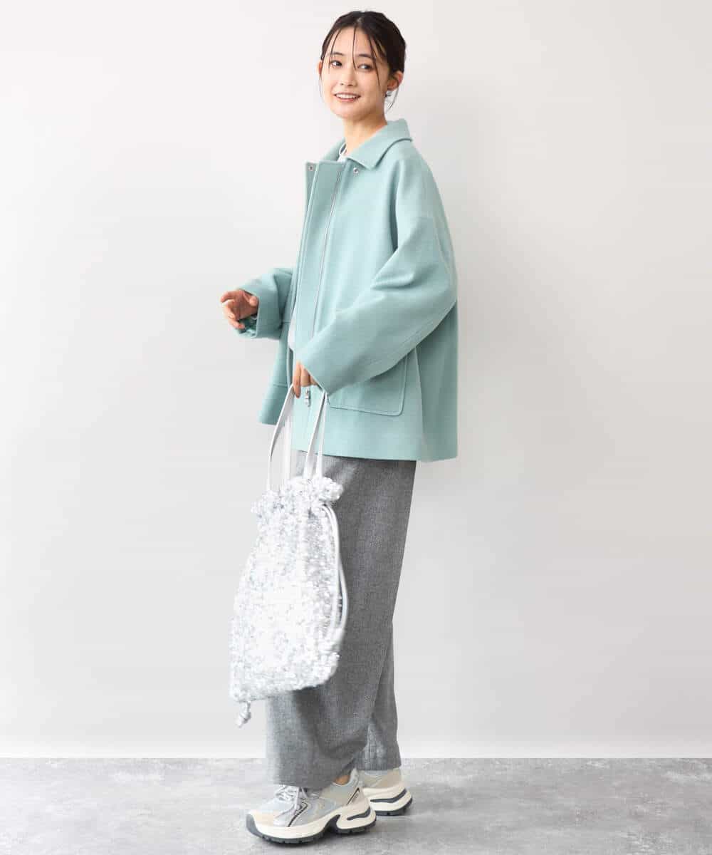 FKLAG64180 MK MICHEL KLEIN(MK ミッシェルクラン) [洗える]ツイードストレートワイドパンツ グレー