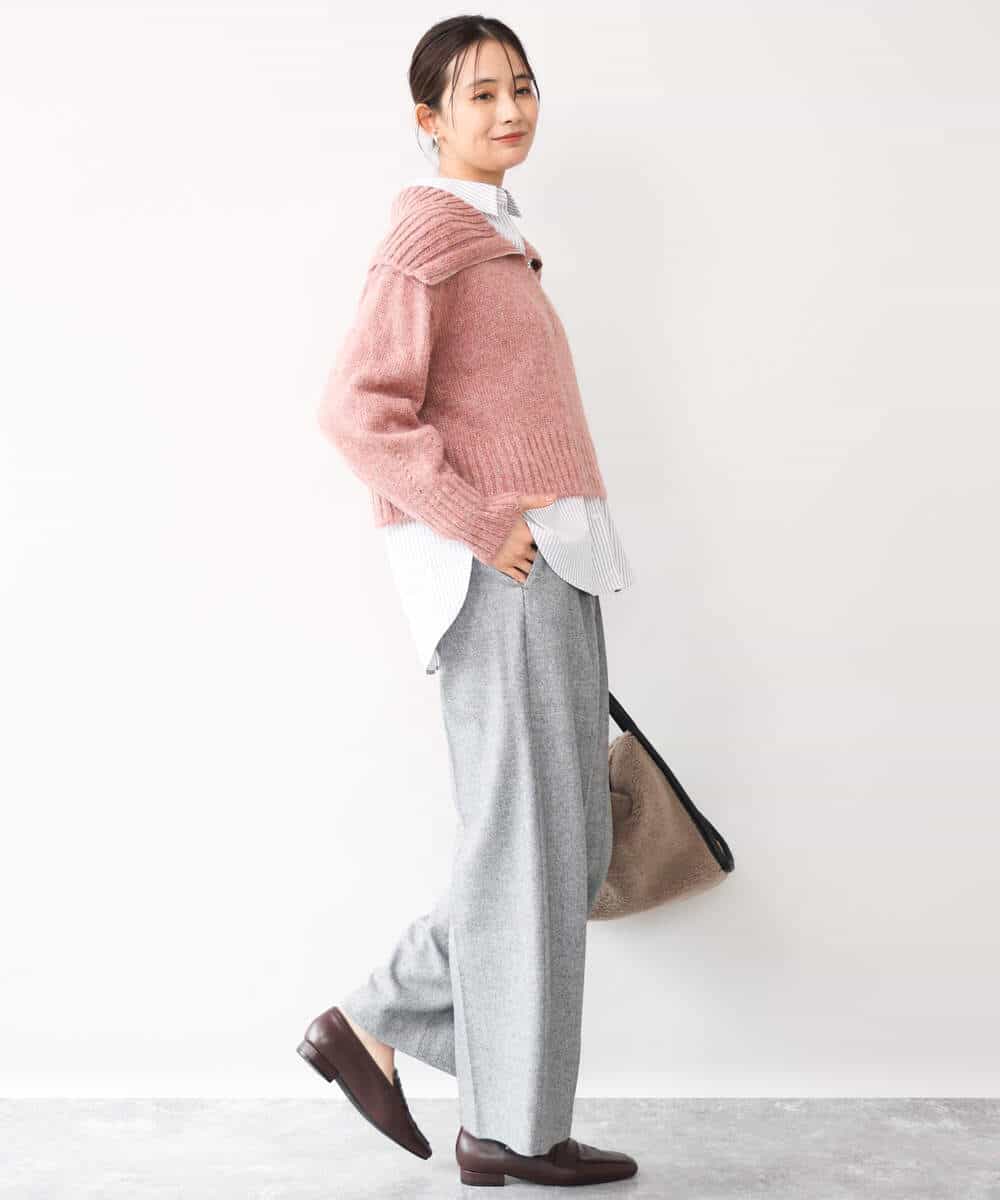 FKLAG64180 MK MICHEL KLEIN(MK ミッシェルクラン) [洗える]ツイードストレートワイドパンツ グレー