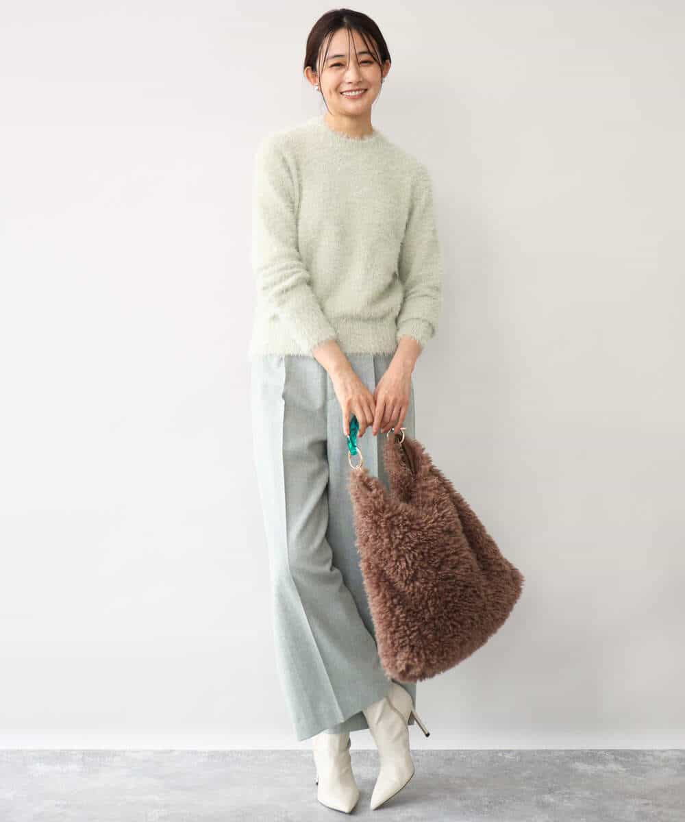 FKLAG64180 MK MICHEL KLEIN(MK ミッシェルクラン) [洗える]ツイードストレートワイドパンツ グレー