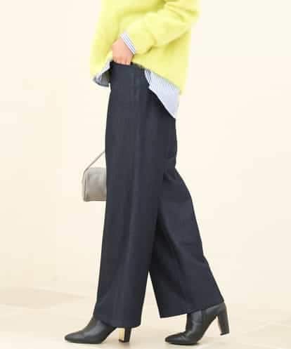 FKLAH52180 MK MICHEL KLEIN [裏起毛/洗える]デニムライクワイドパンツ