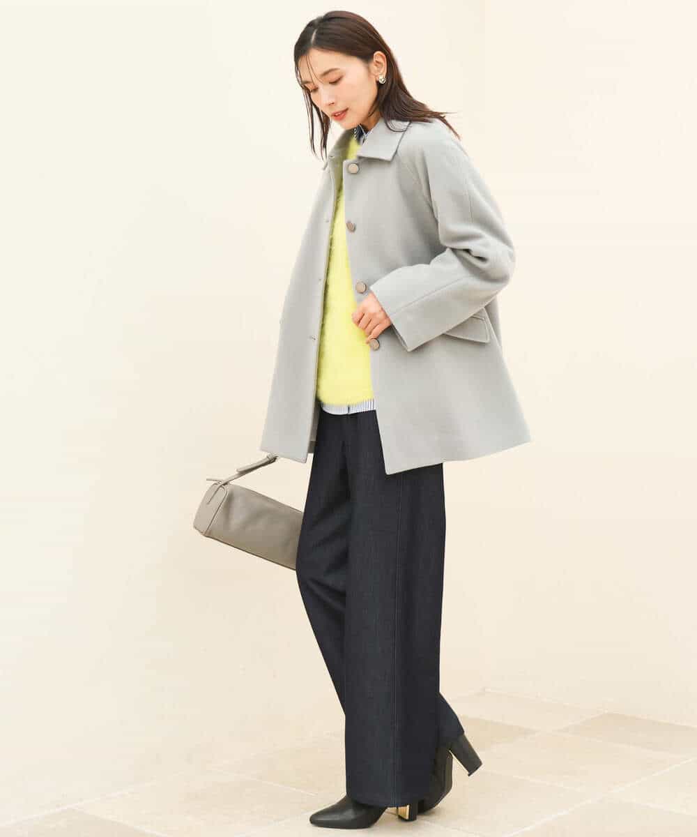 FKLAH52180 MK MICHEL KLEIN(MK ミッシェルクラン) [裏起毛/洗える]デニムライクワイドパンツ ネイビー