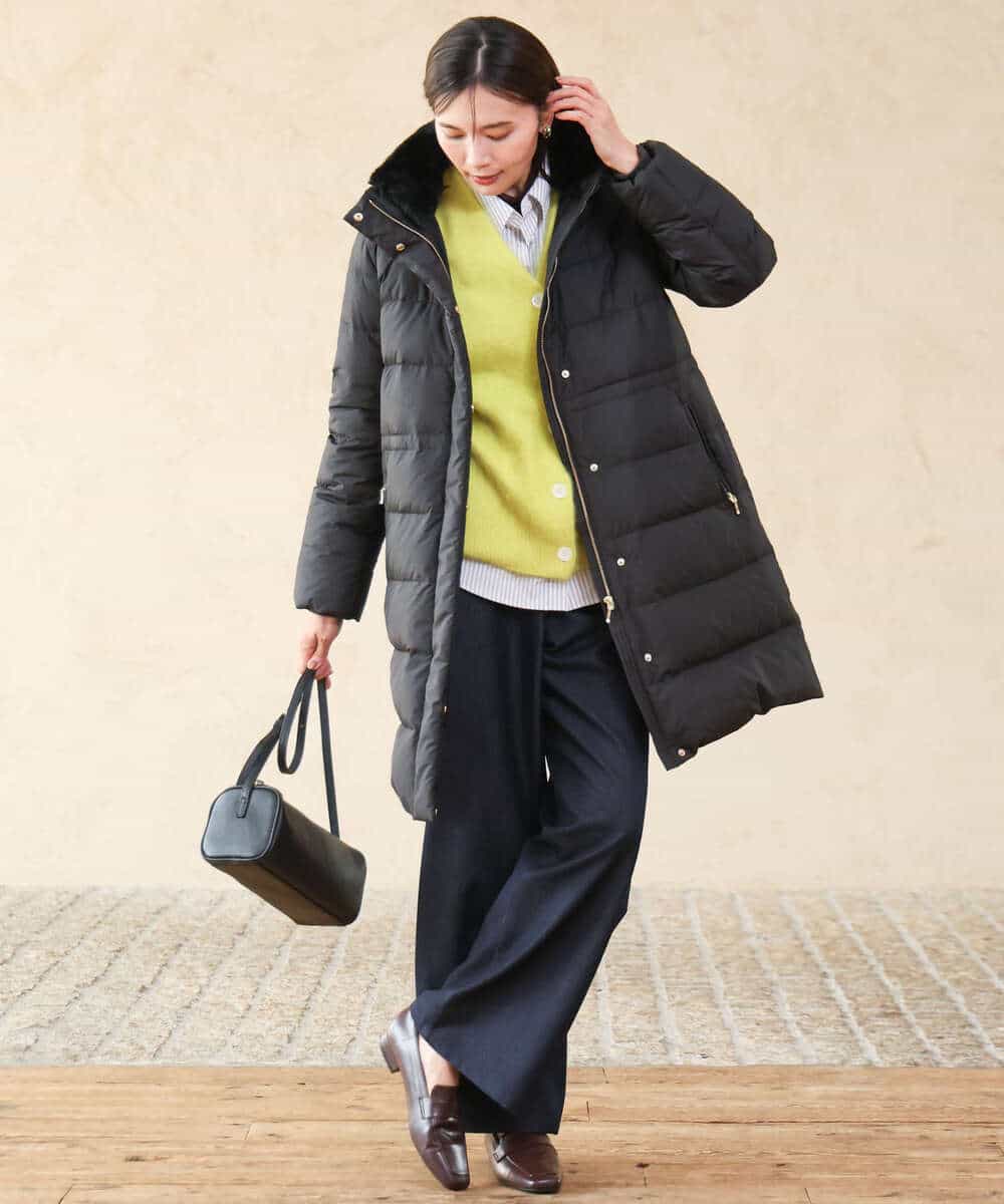 FKLAH52180 MK MICHEL KLEIN(MK ミッシェルクラン) [裏起毛/洗える]デニムライクワイドパンツ ネイビー