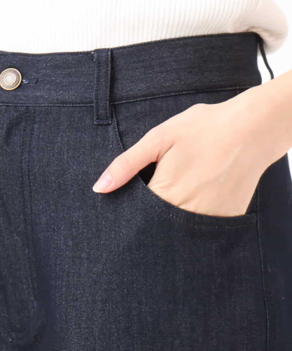 FKLAH52180 MK MICHEL KLEIN(MK ミッシェルクラン) [裏起毛/洗える]デニムライクワイドパンツ ネイビー