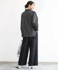 FKLAH55160 MK MICHEL KLEIN(MK ミッシェルクラン) [洗える/イージーケア/抗ピリング/ナチュラルストレッチ]センタープレスワイドパンツ（無地） ブラック