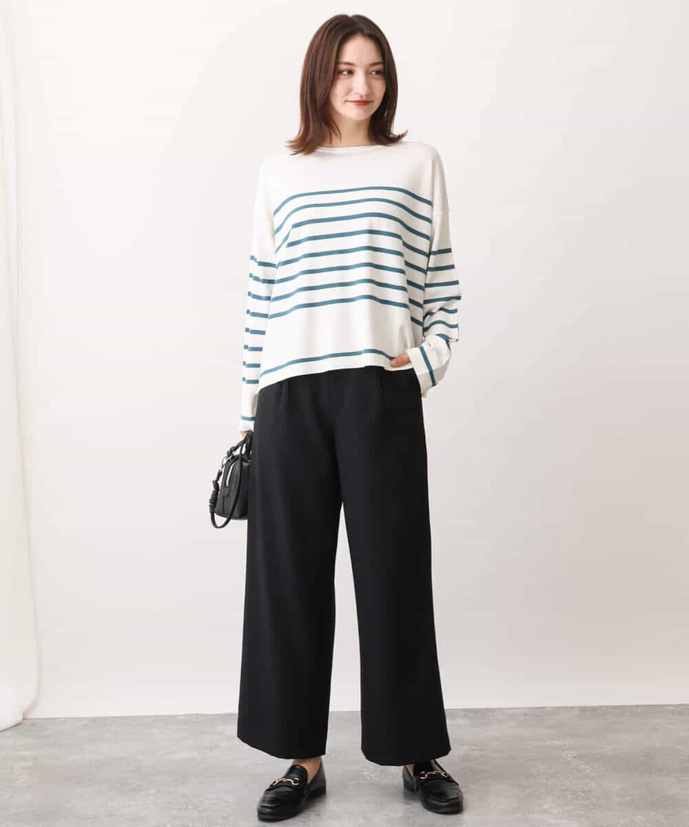 FKLAV42160 MK MICHEL KLEIN(MK ミッシェルクラン) ウールライクツイルワイドパンツ/洗える ライトブルー