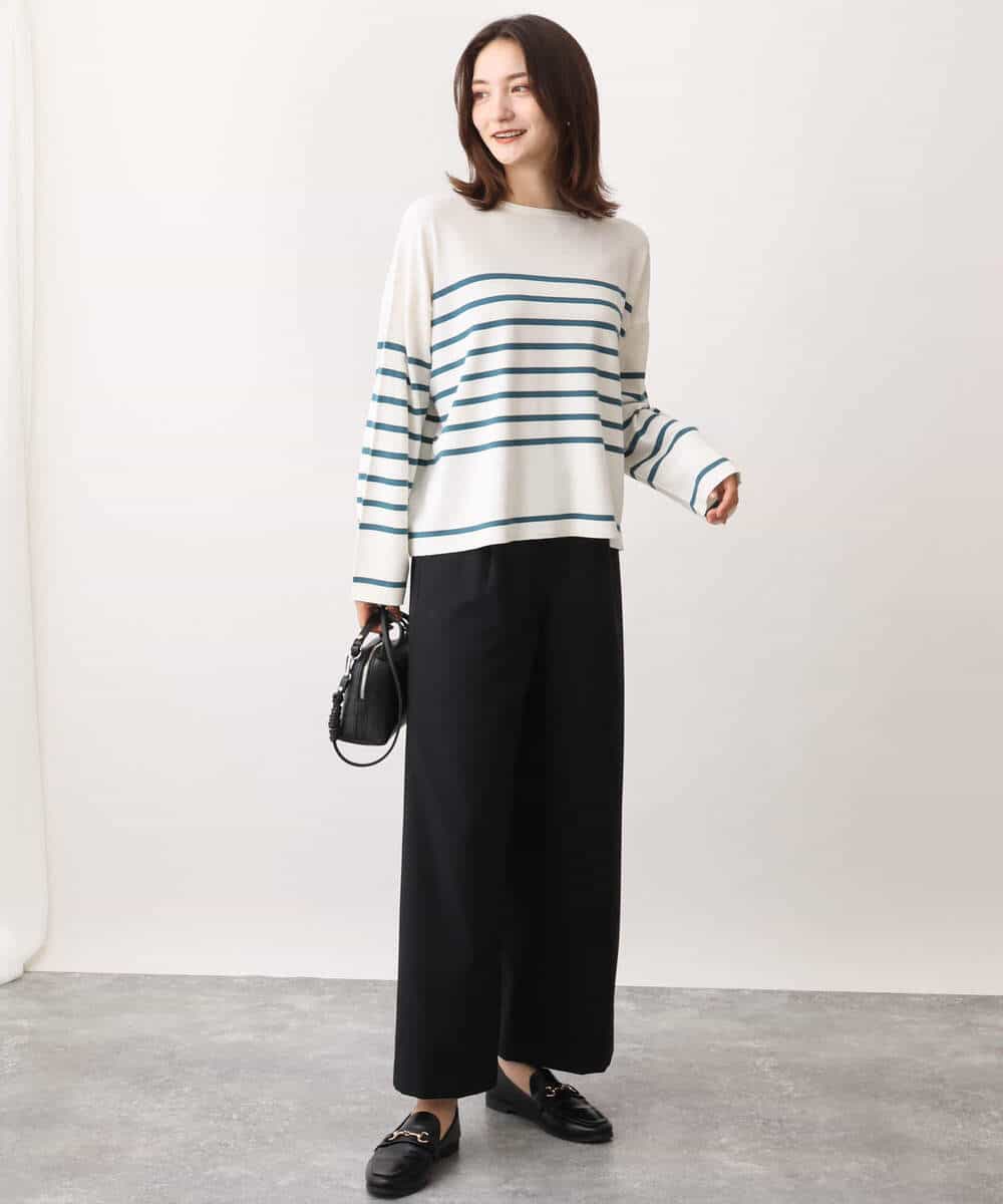 FKLAV42160 MK MICHEL KLEIN(MK ミッシェルクラン) ウールライクツイルワイドパンツ/洗える ライトブルー