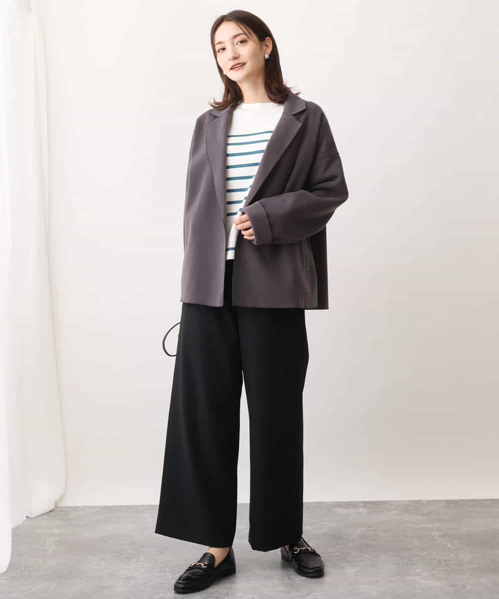 FKLAV42160 MK MICHEL KLEIN(MK ミッシェルクラン) ウールライクツイルワイドパンツ/洗える ライトブルー