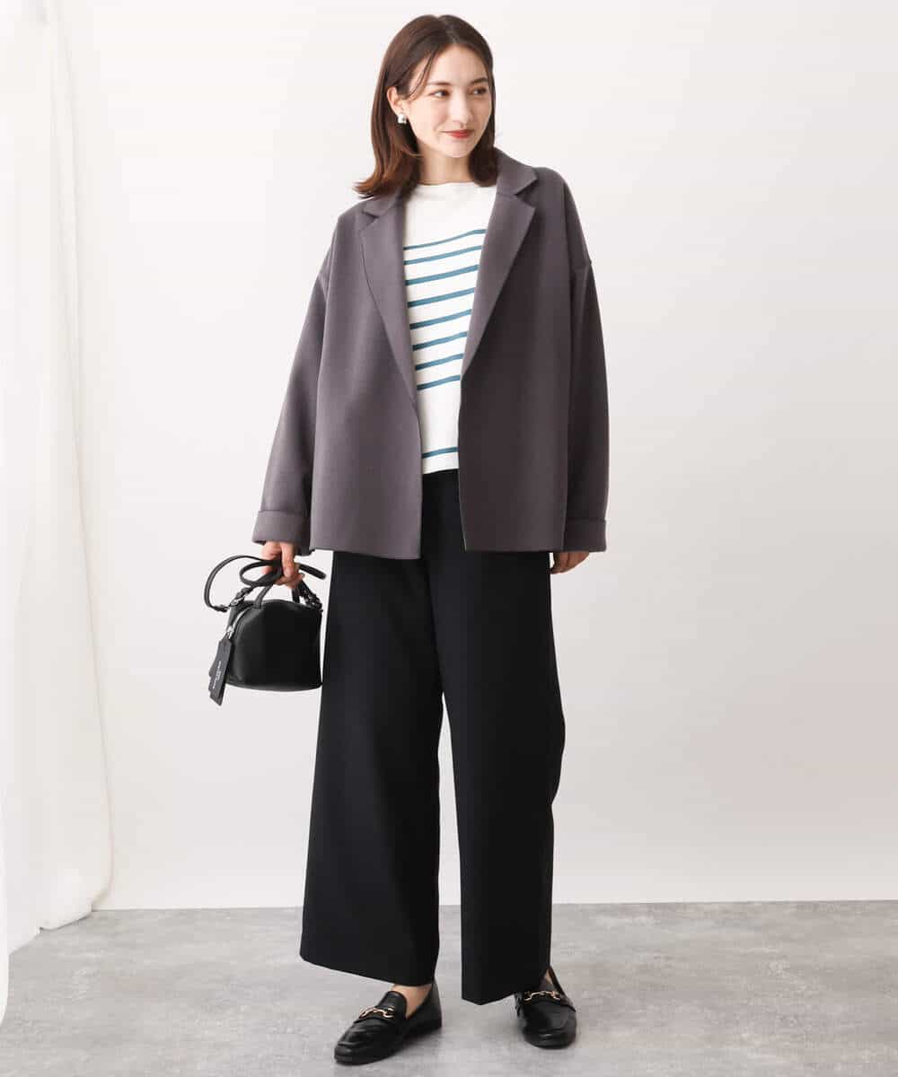 FKLAV42160 MK MICHEL KLEIN(MK ミッシェルクラン) ウールライクツイルワイドパンツ/洗える ライトブルー