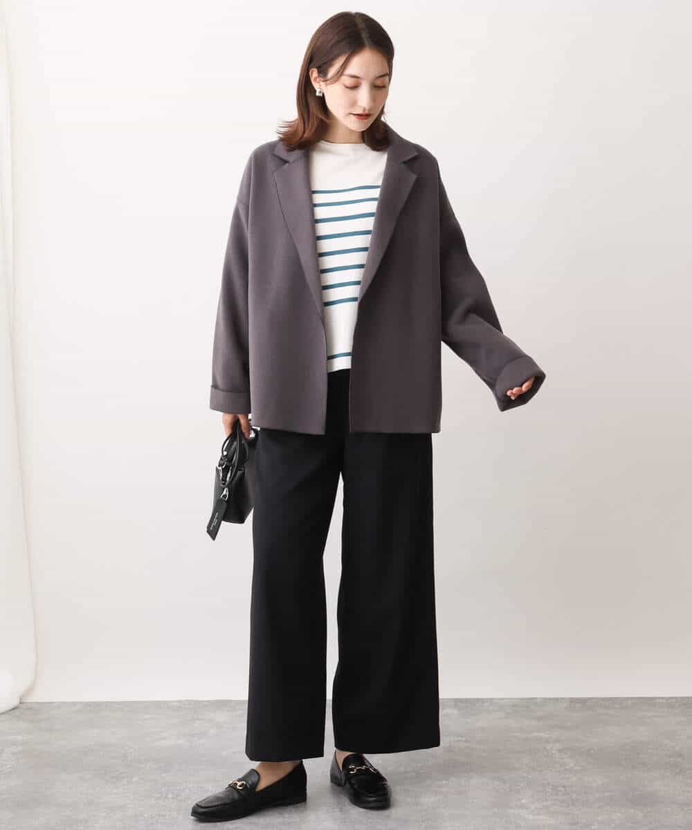 FKLAV42160 MK MICHEL KLEIN(MK ミッシェルクラン) ウールライクツイルワイドパンツ/洗える ライトブルー