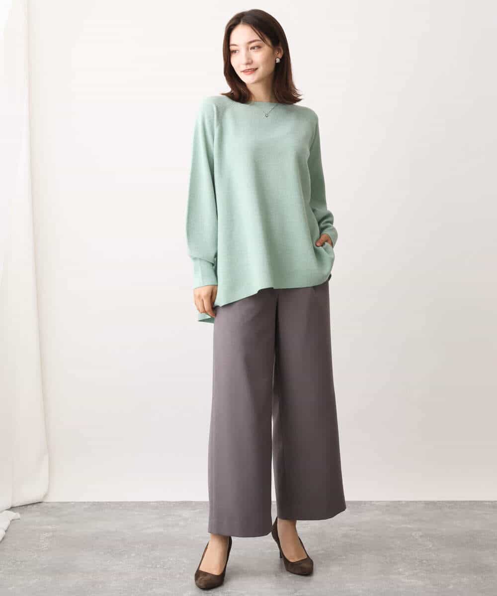 FKLAV42160 MK MICHEL KLEIN(MK ミッシェルクラン) ウールライクツイルワイドパンツ/洗える ライトブルー